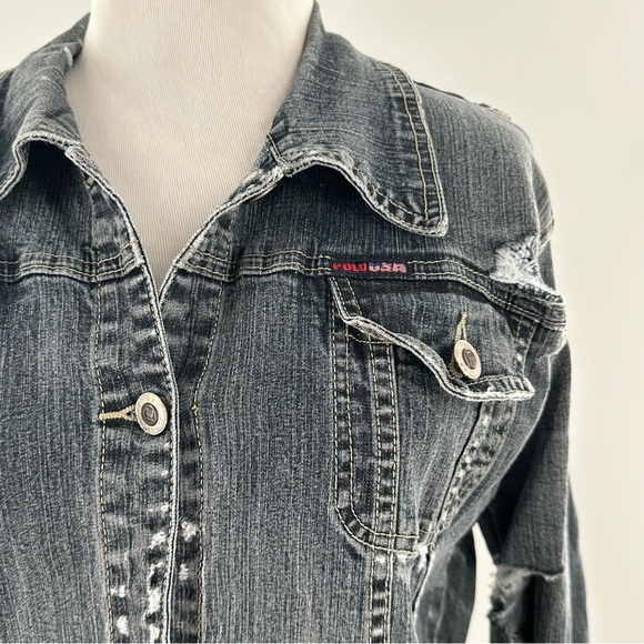 Polo womens jean jacket size M distressed denim Ralph Lauren - Picture 2 of 12